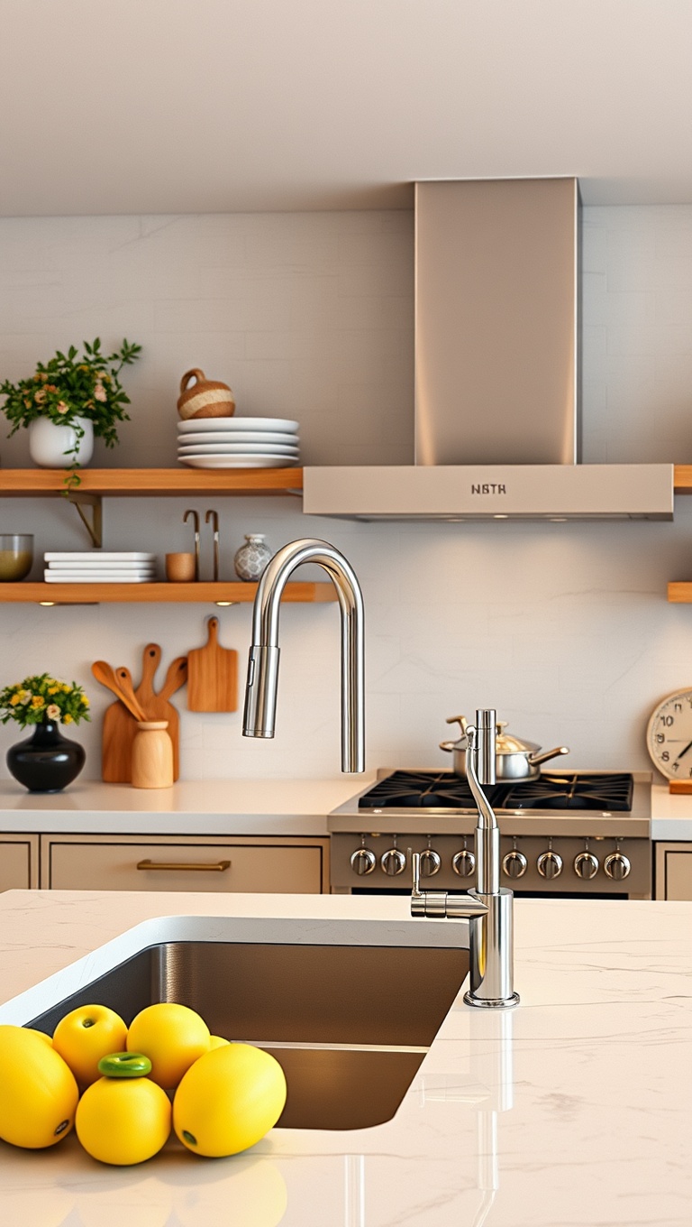 20 Creative Kitchen Inspirations with Pot Fillers That Will Make You Say WOW! - 6. Stylish Wall-Mounted Pot Fillers