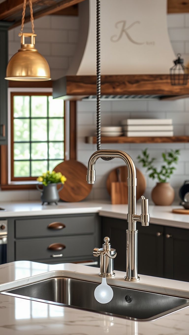 20 Creative Kitchen Inspirations with Pot Fillers That Will Make You Say WOW! - 2. Rustic Charm: Farmhouse Style Pot Fillers
