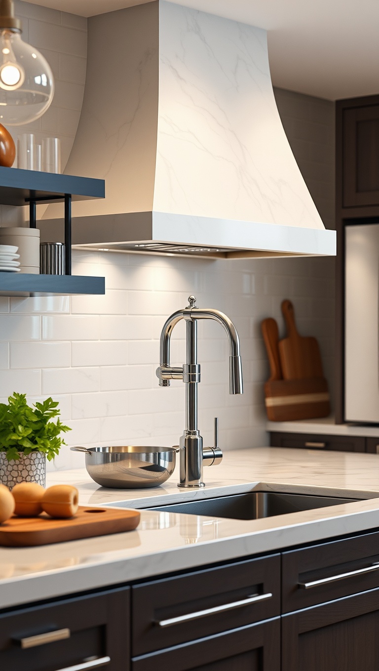 20 Creative Kitchen Inspirations with Pot Fillers That Will Make You Say WOW! - 11. Artistic Flair: Unique Pot Filler Shapes