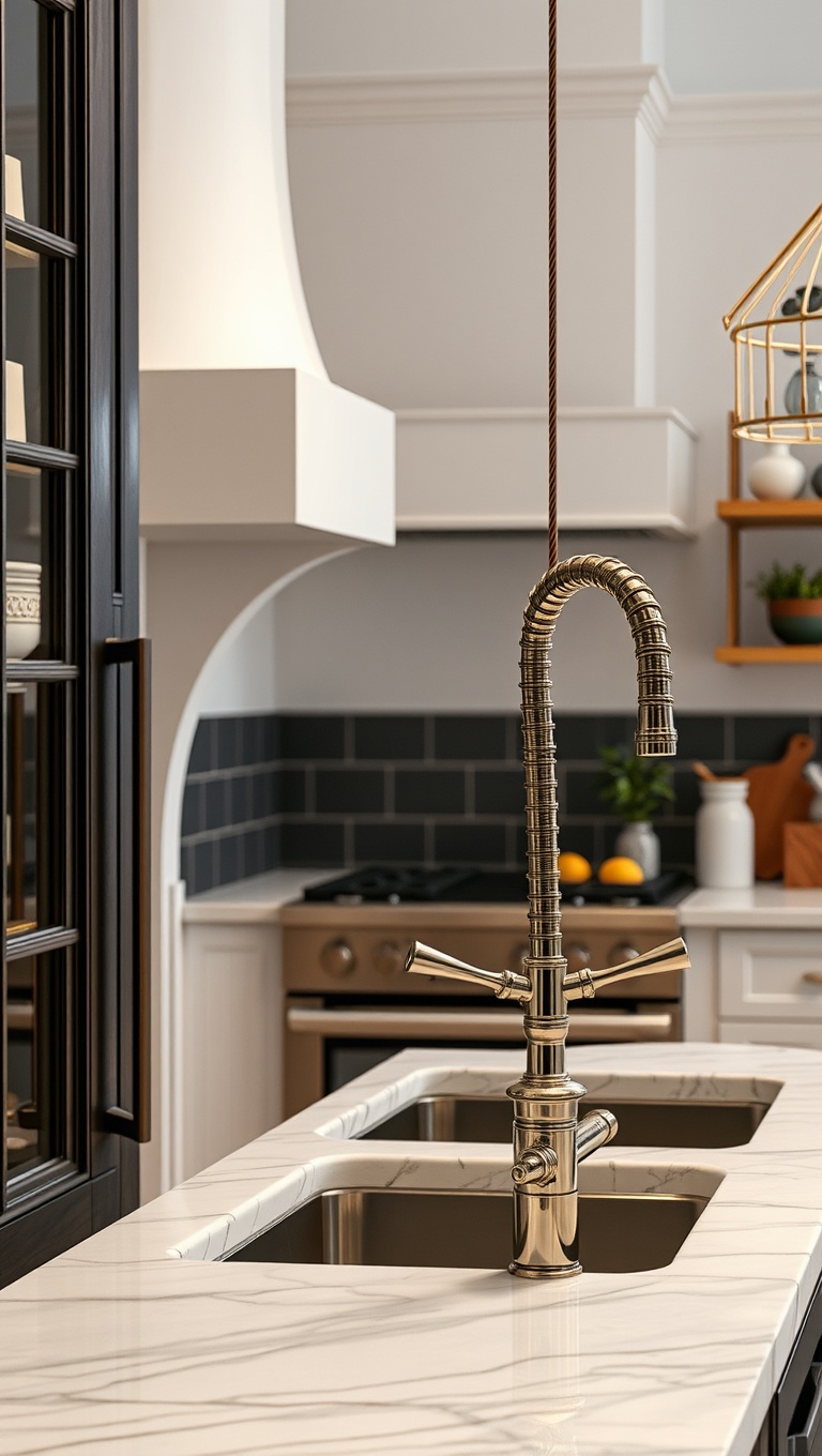 20 Creative Kitchen Inspirations with Pot Fillers That Will Make You Say WOW! - 4. Antique Allure: Vintage Pot Filler Designs