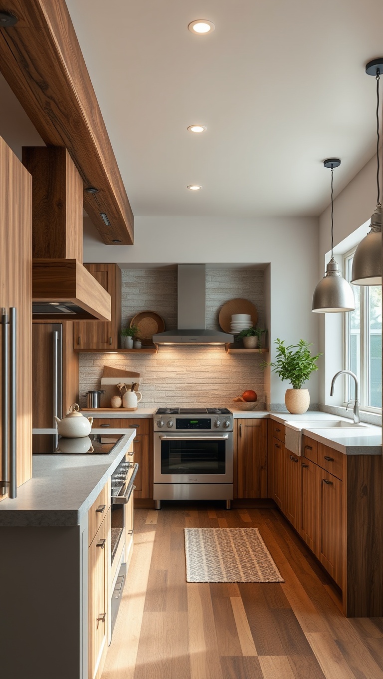 20 Charming Kitchen Ideas Featuring Rustic Wood Beams - 16. Nature Inspired: Bringing the Outdoors In with Wood