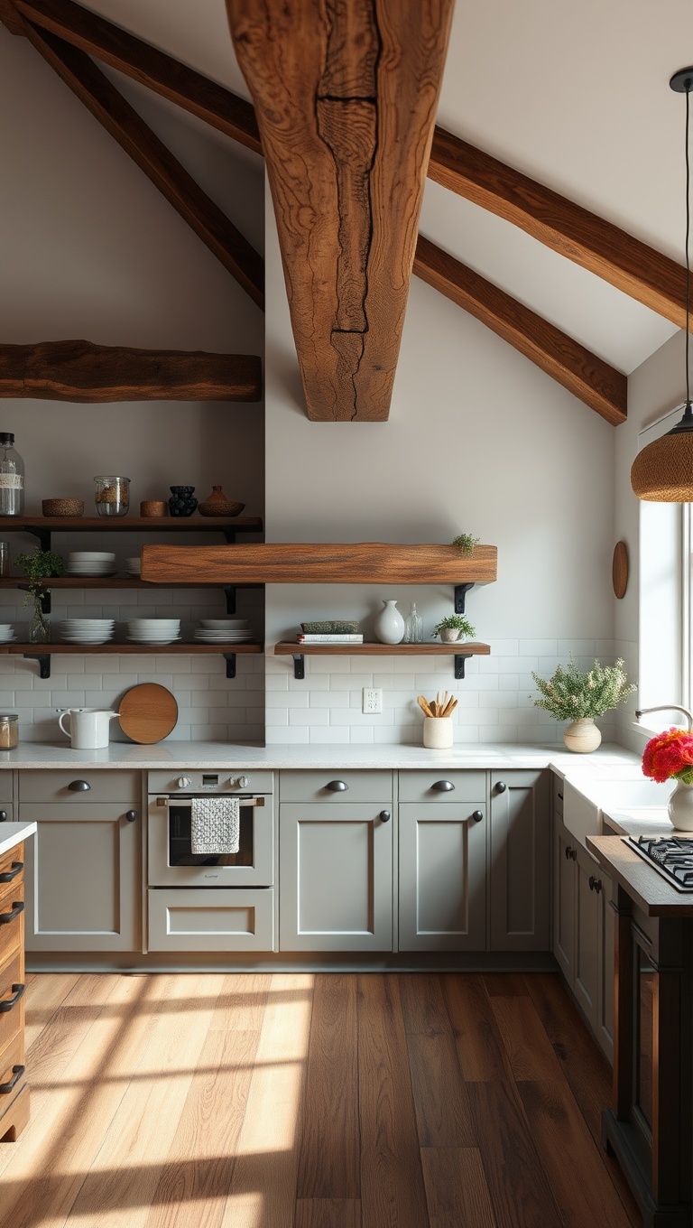 20 Charming Kitchen Ideas Featuring Rustic Wood Beams - 1. Cozy Cottage Vibes: How Beams Bring Warmth