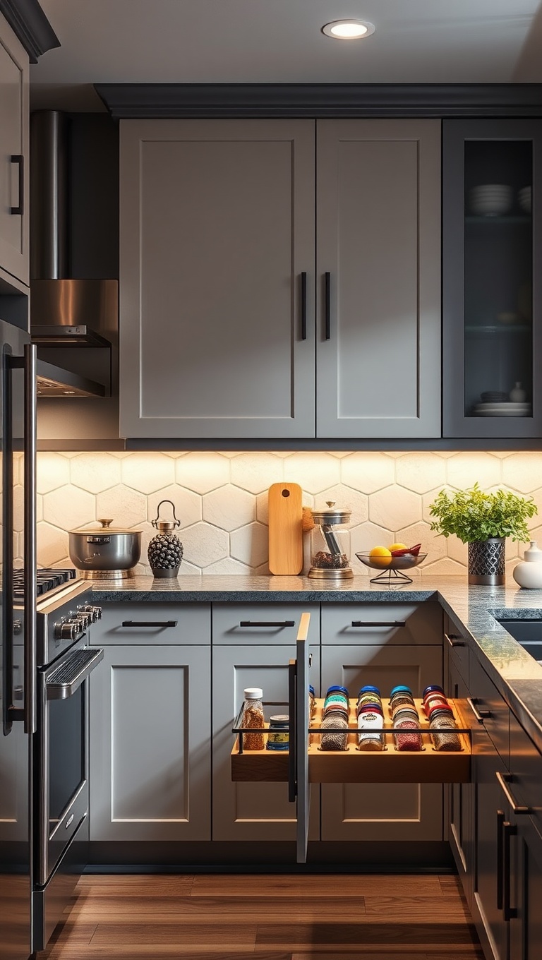 Spice Up Your Kitchen: 20 Fabulous Ideas for Spice Rack Pullouts! - 16. Integrated Lighting: Highlight Your Spices