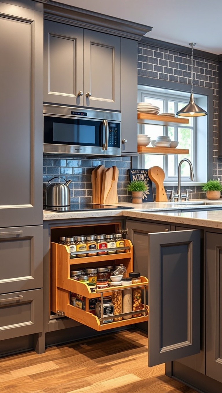 Spice Up Your Kitchen: 20 Fabulous Ideas for Spice Rack Pullouts! - 7. Spice Rack with a Twist: Multi-Functional Design