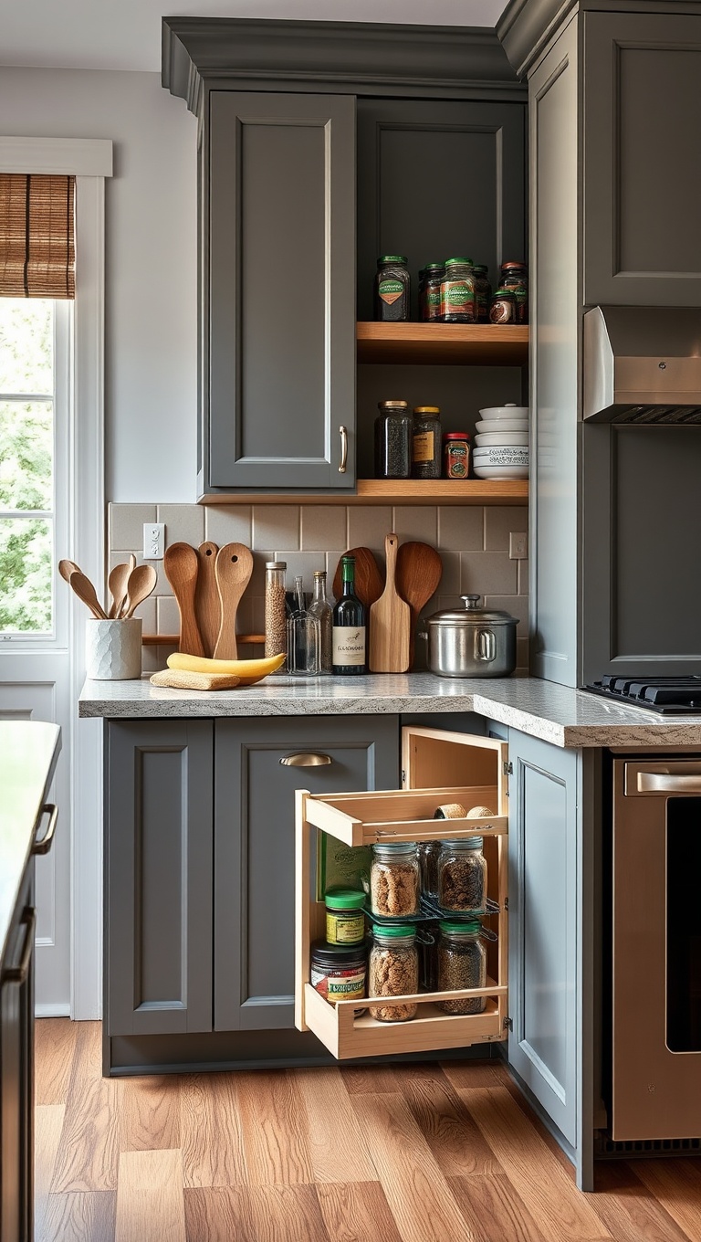 Spice Up Your Kitchen: 20 Fabulous Ideas for Spice Rack Pullouts! - 8. Open Shelving Delight: Display and Access