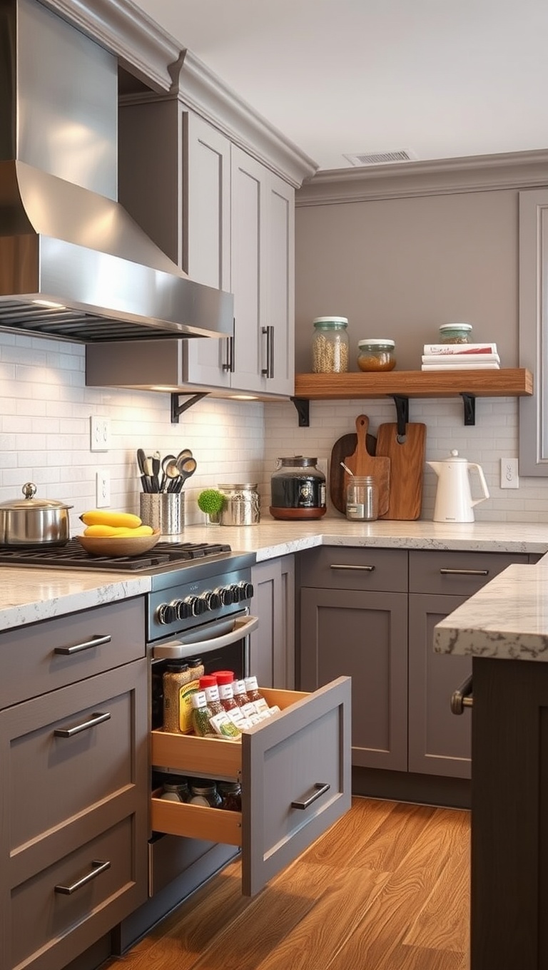 Spice Up Your Kitchen: 20 Fabulous Ideas for Spice Rack Pullouts! - 11. Corner Spice Rack: Clever Use of Space