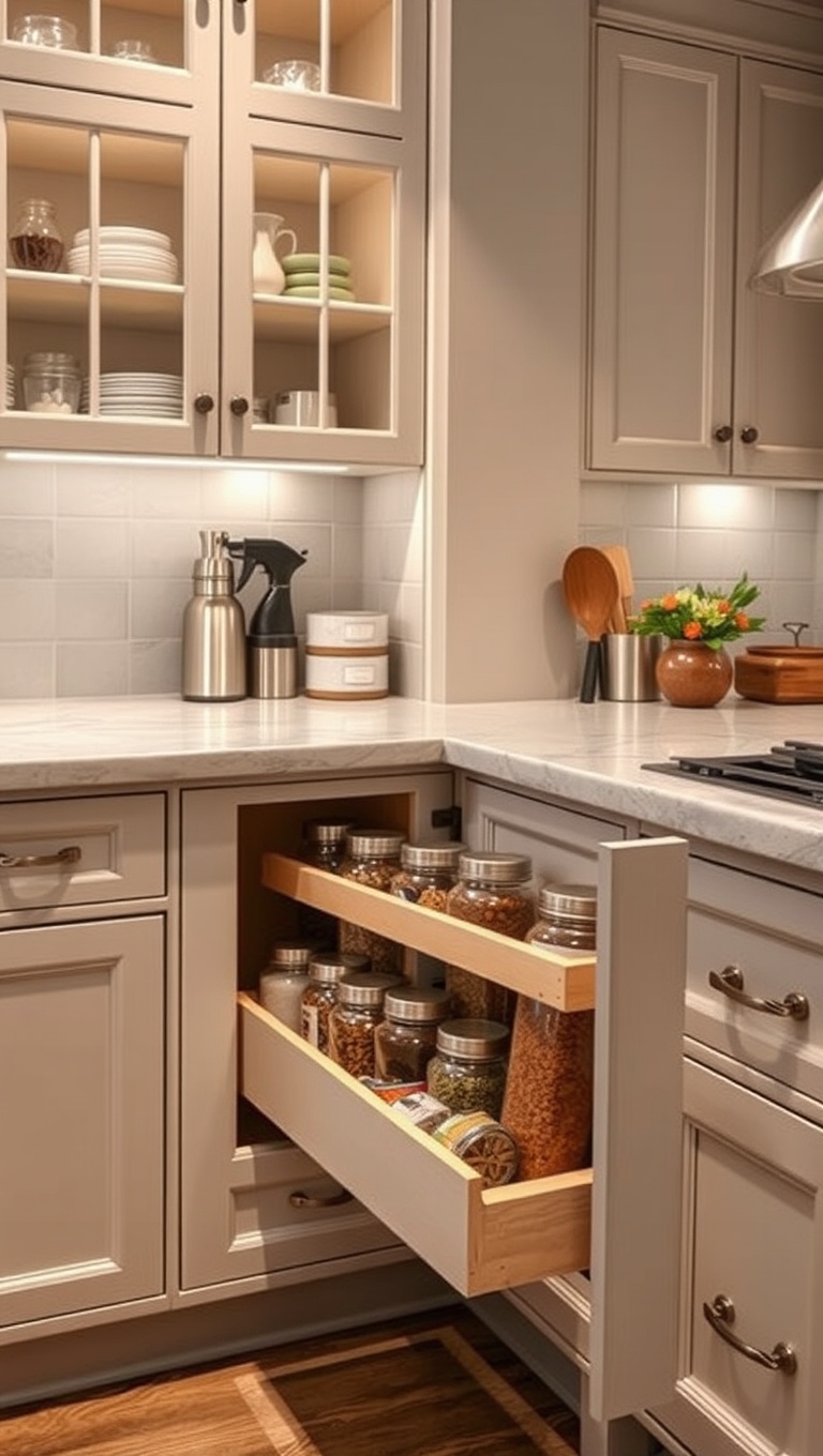 Spice Up Your Kitchen: 20 Fabulous Ideas for Spice Rack Pullouts! - 12. Glass Jar Showcase: See and Be Inspired