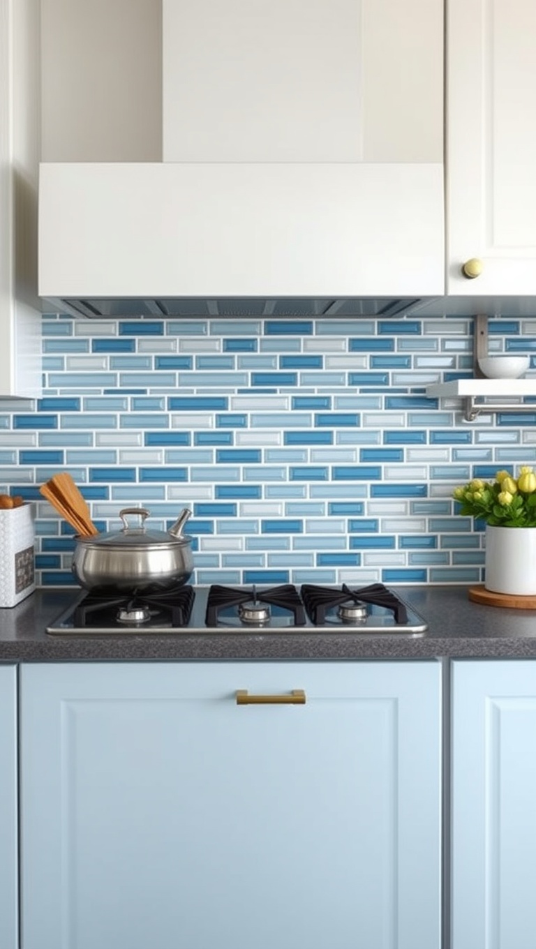 20 Stunning Ideas for Kitchens with a Tile Accent Wall - 7. Coastal Cool: Beachy Blues and Whites