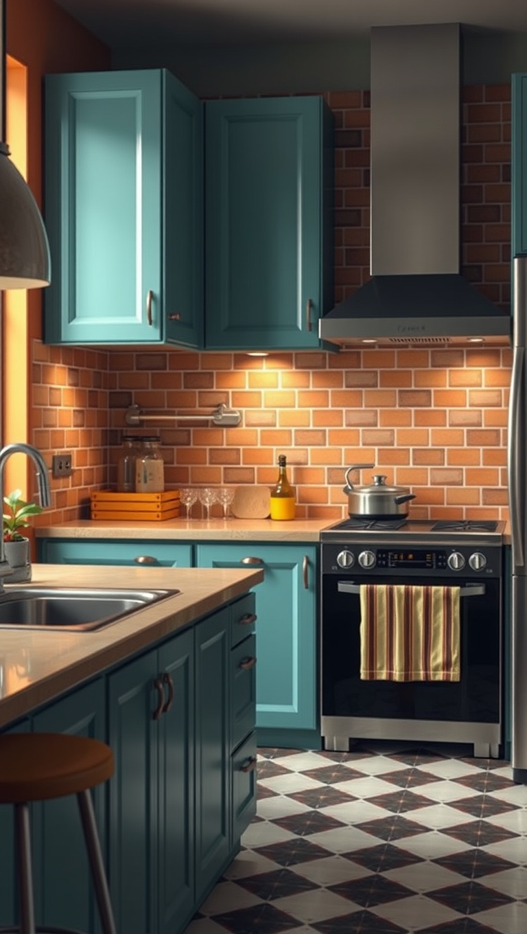 20 Stunning Ideas for Kitchens with a Tile Accent Wall - 6. Vintage Vibes: Retro Color Palettes