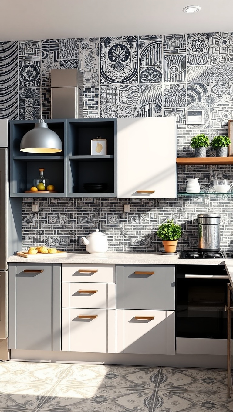 20 Stunning Ideas for Kitchens with a Tile Accent Wall - 18. Playful Patterns: Fun and Funky Designs