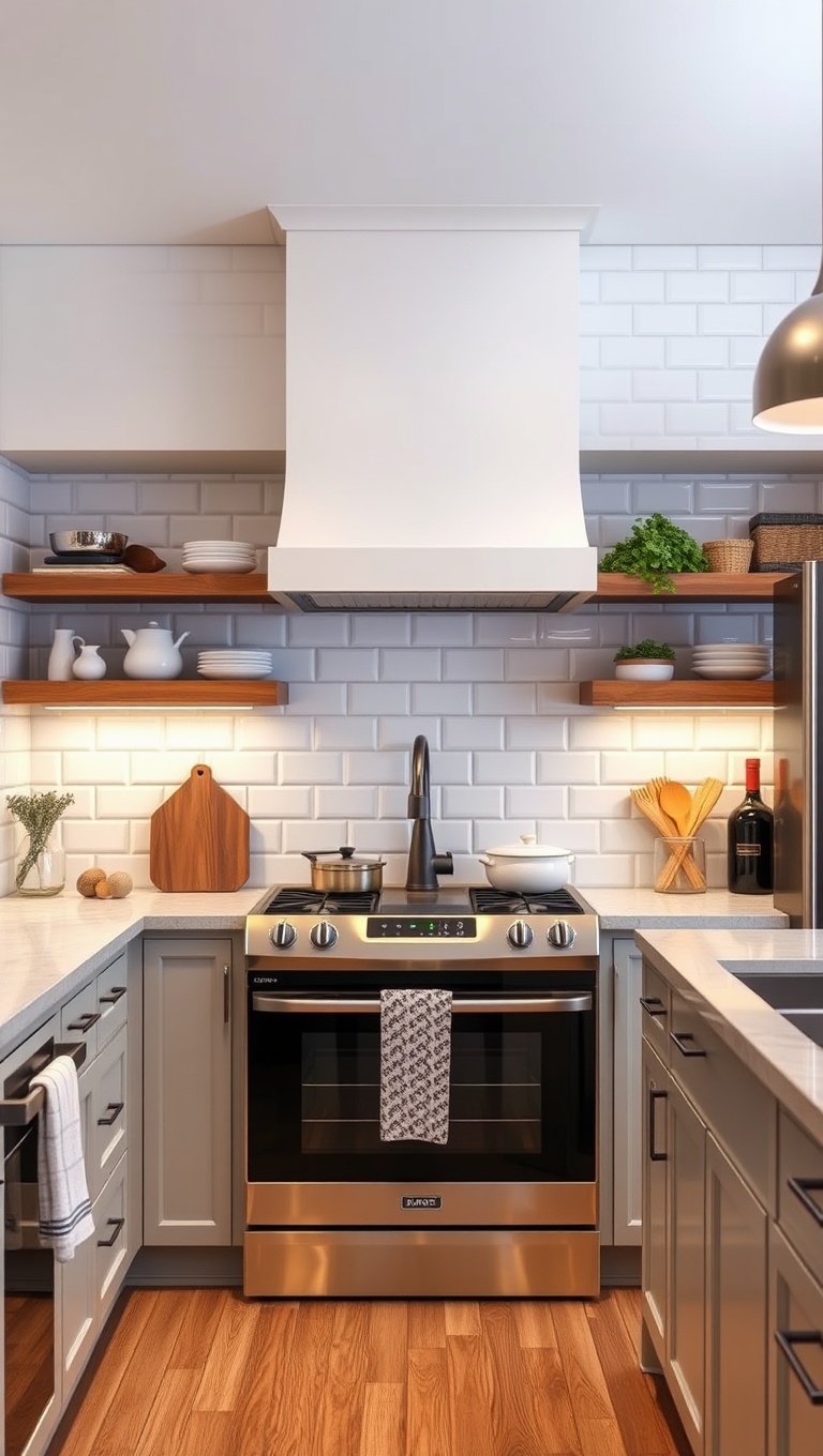 20 Stunning Ideas for Kitchens with a Tile Accent Wall - 15. Farmhouse Feel: Subway Tile with a Twist