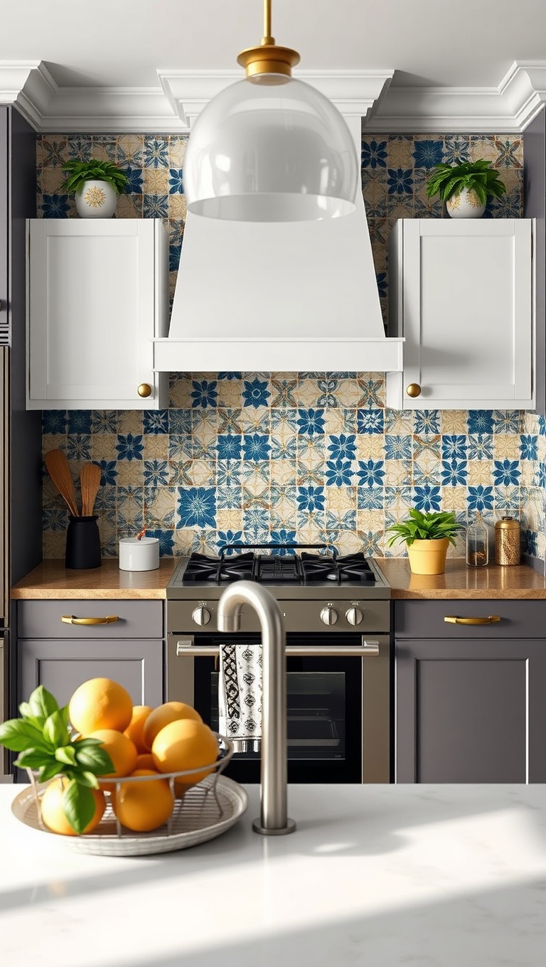 20 Stunning Ideas for Kitchens with a Tile Accent Wall - 9. Artistic Flair: Hand-Painted Tiles