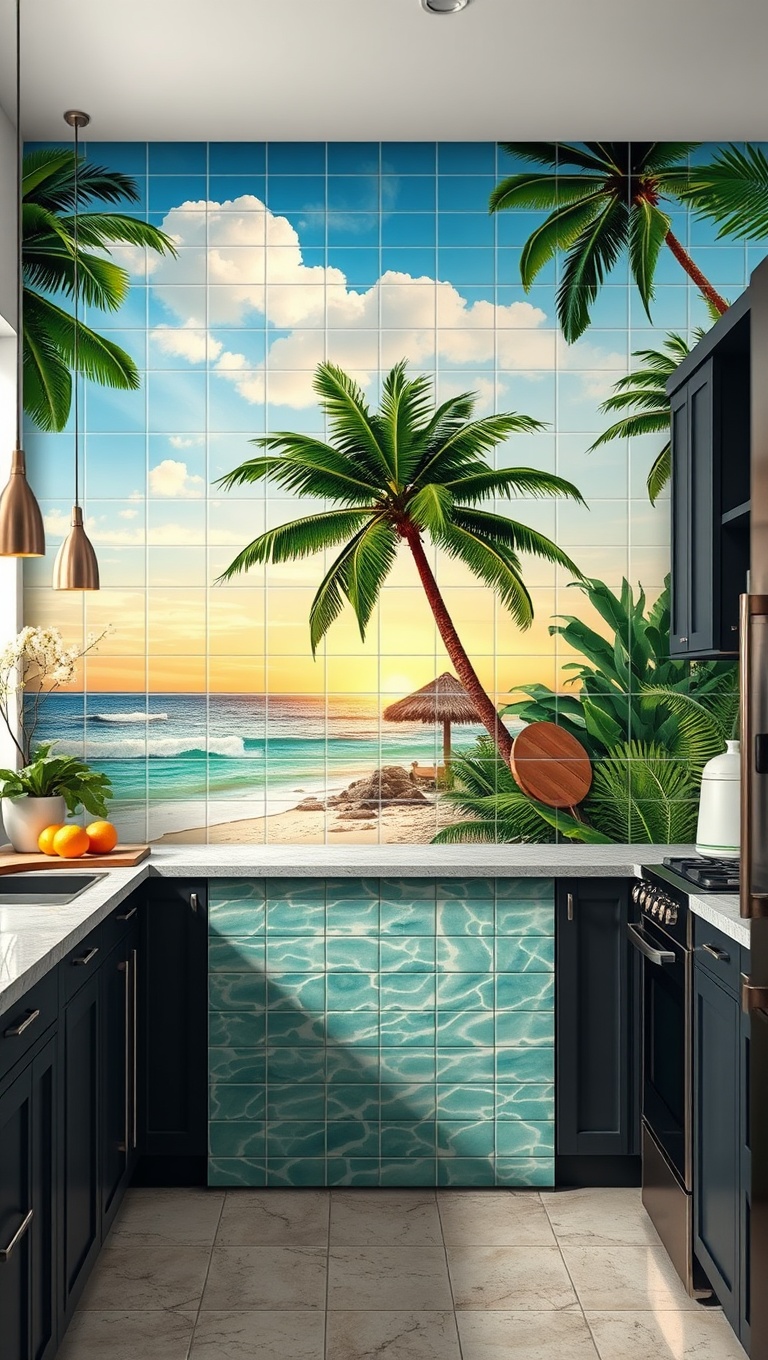 20 Stunning Kitchen Tile Mural Ideas That Will Transform Your Space - 1. A Tropical Paradise: Bring the Beach Indoors