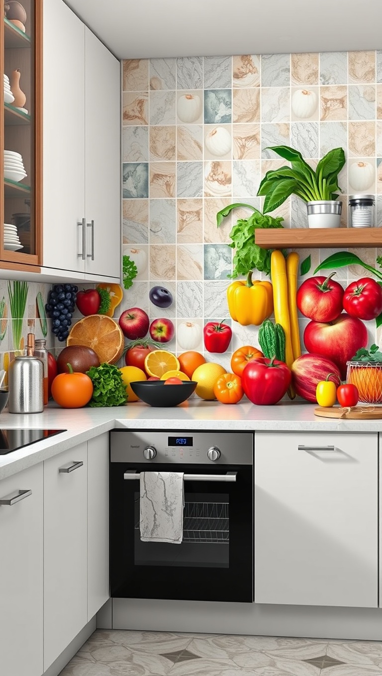 20 Stunning Kitchen Tile Mural Ideas That Will Transform Your Space - 14. Colorful Fruit and Veggies: Brighten Up Your Space