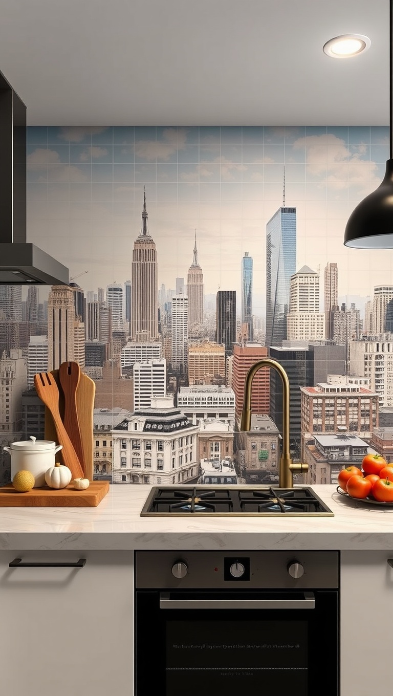 20 Stunning Kitchen Tile Mural Ideas That Will Transform Your Space - 13. Stylish Cityscapes: Urban Chic for Modern Homes