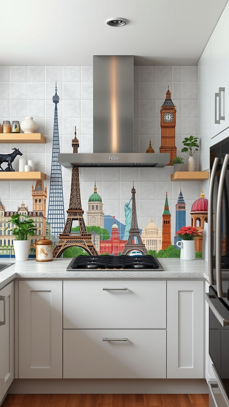 20 Stunning Kitchen Tile Mural Ideas That Will Transform Your Space - 18. Famous Landmarks: Travel Without Leaving Home