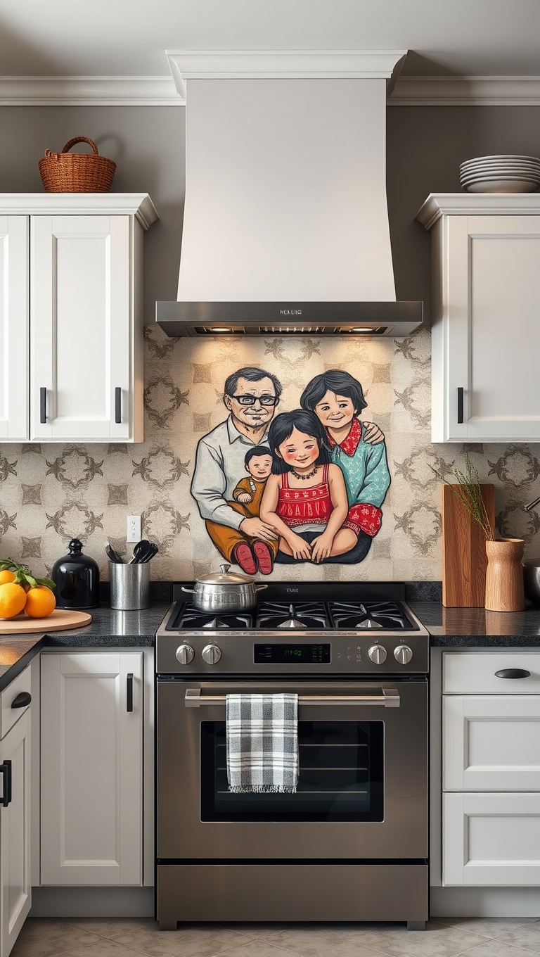 20 Stunning Kitchen Tile Mural Ideas That Will Transform Your Space - 17. Custom Family Portrait: Personal Touch in Your Kitchen