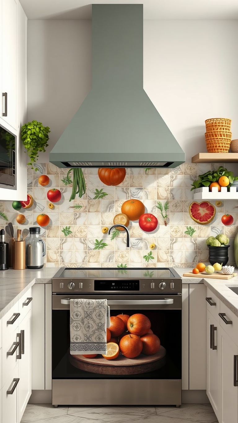 20 Stunning Kitchen Tile Mural Ideas That Will Transform Your Space - 12. Culinary Art: Gorgeous Food-Themed Murals