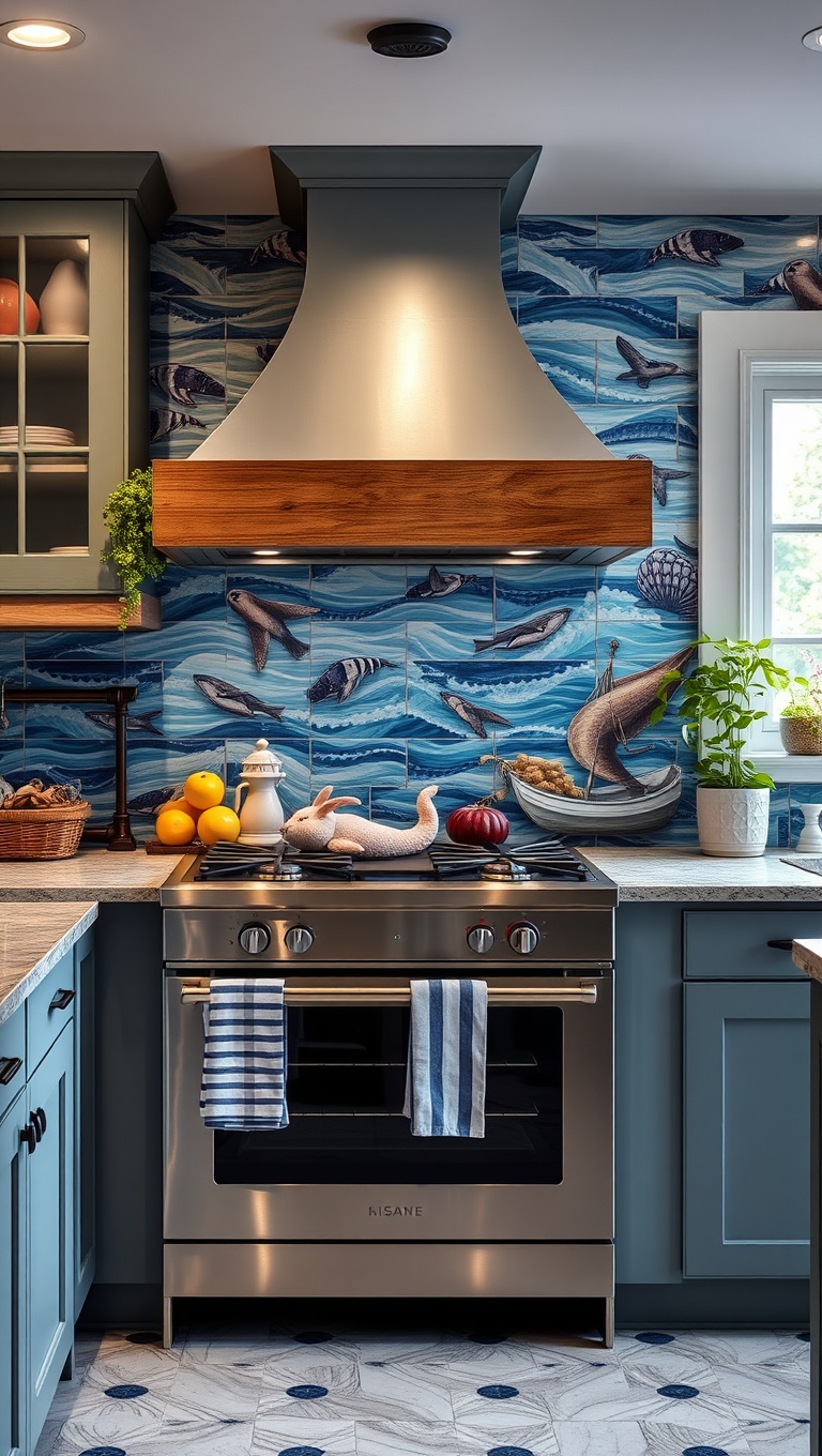 20 Stunning Kitchen Tile Mural Ideas That Will Transform Your Space - 15. Nautical Themes: Seas the Day with Ocean-Inspired Murals