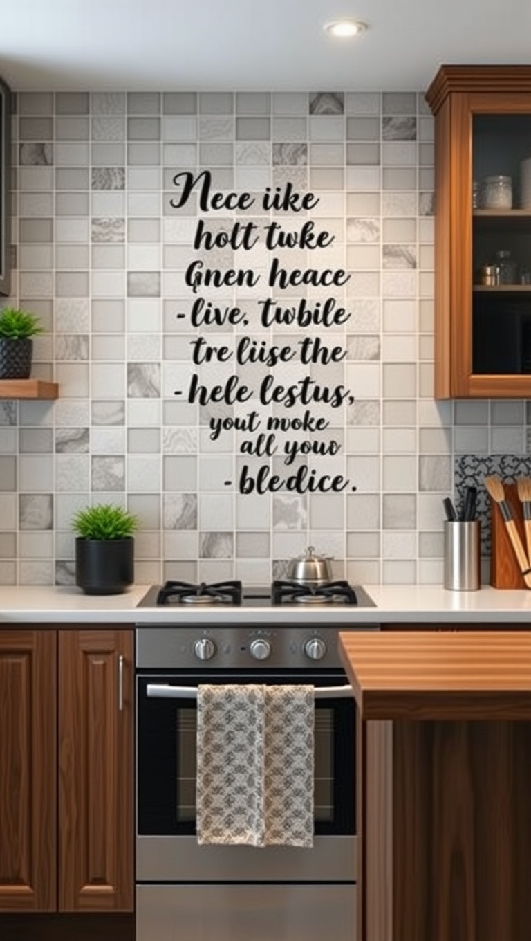 20 Stunning Kitchen Tile Mural Ideas That Will Transform Your Space - 19. Inspirational Quotes: Motivation on Your Walls