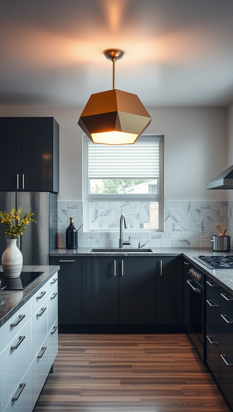 20 Bright Ideas: Unique Light Fixtures to Transform Your Kitchen - 11. Geometric Shapes: Bold and Trendy