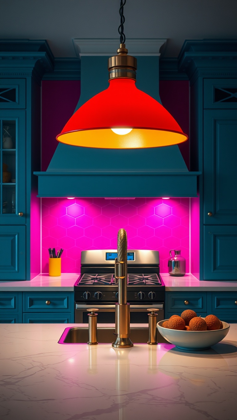20 Bright Ideas: Unique Light Fixtures to Transform Your Kitchen - 7. Color Pop: Brightly Painted Fixtures