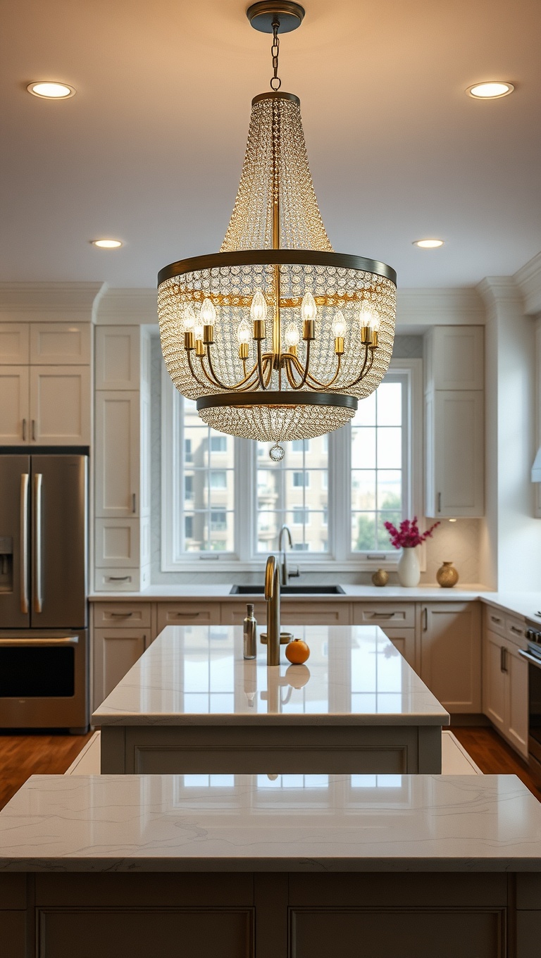20 Bright Ideas: Unique Light Fixtures to Transform Your Kitchen - 16. Statement Piece: Oversized Chandeliers