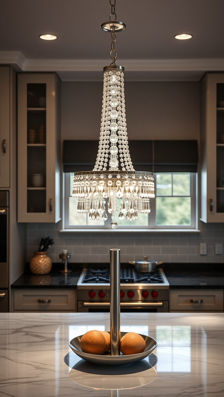 20 Bright Ideas: Unique Light Fixtures to Transform Your Kitchen - 5. Glamorous Touch: Crystal Chandeliers