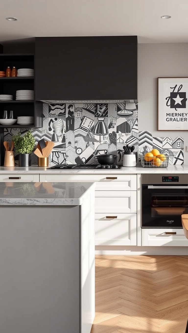 20 Fabulous Ideas to Elevate Your Kitchen with a Unique Range - 16. Stylish Surroundings: A Unique Backsplash