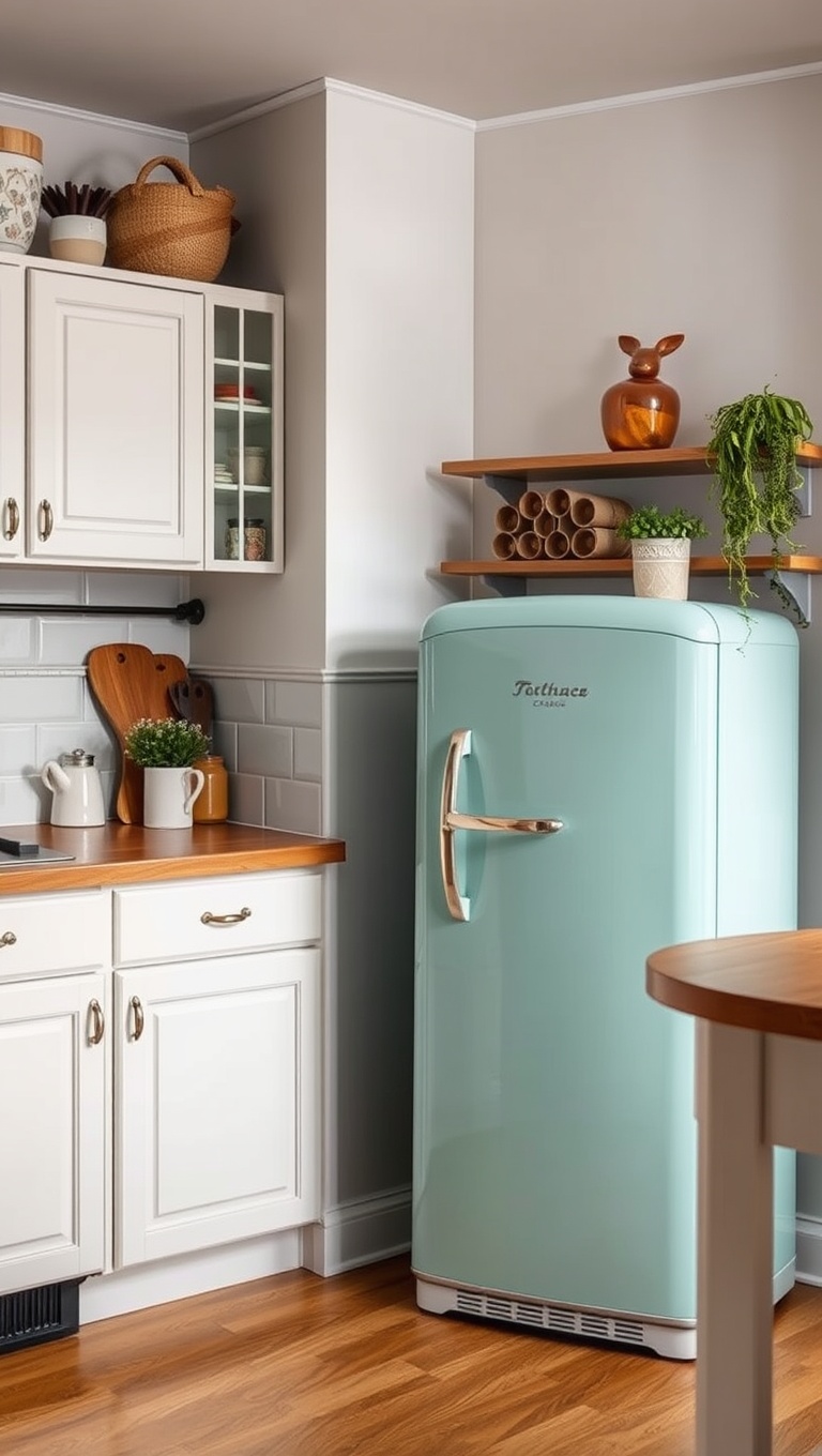 20 Charming Kitchen Ideas Featuring a Vintage Refrigerator - 9. Themed Decor: Coastal, Bohemian, or Industrial—Choose Your Style!