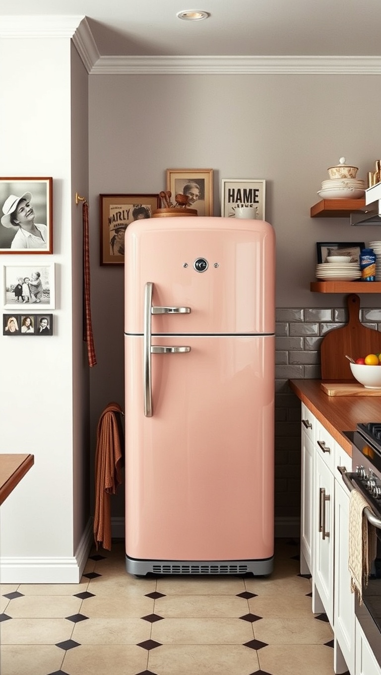 20 Charming Kitchen Ideas Featuring a Vintage Refrigerator - 17. Family Photos: Create a Gallery Wall That Tells Your Story