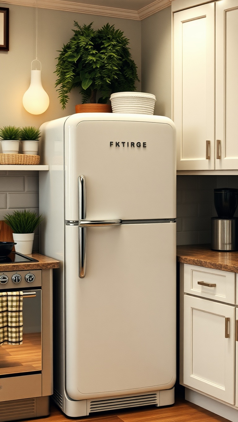 20 Charming Kitchen Ideas Featuring a Vintage Refrigerator - 6. Cozy Corner: Create a Breakfast Nook Around Your Vintage Fridge