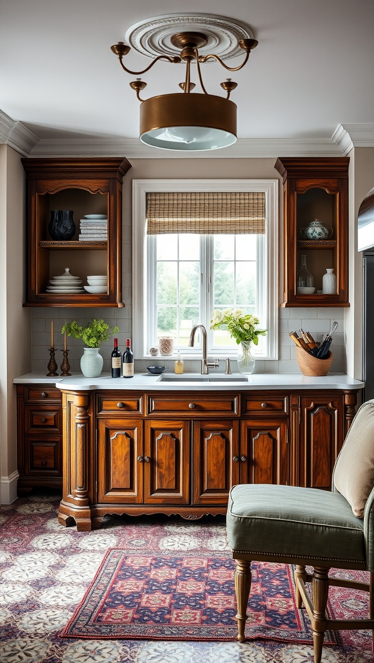 20 Charming Ways to Style Your Kitchen with an Antique Sideboard - 19. Statement Piece: Let the Sideboard Be the Focal Point