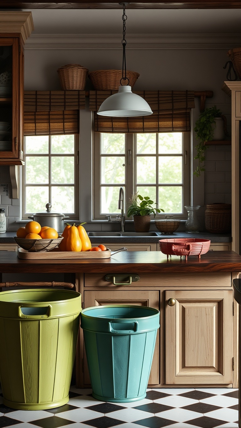 20 Charming Ways to Style Your Kitchen with an Antique Sideboard - 13. Colorful Baskets: Use for Storage and Texture