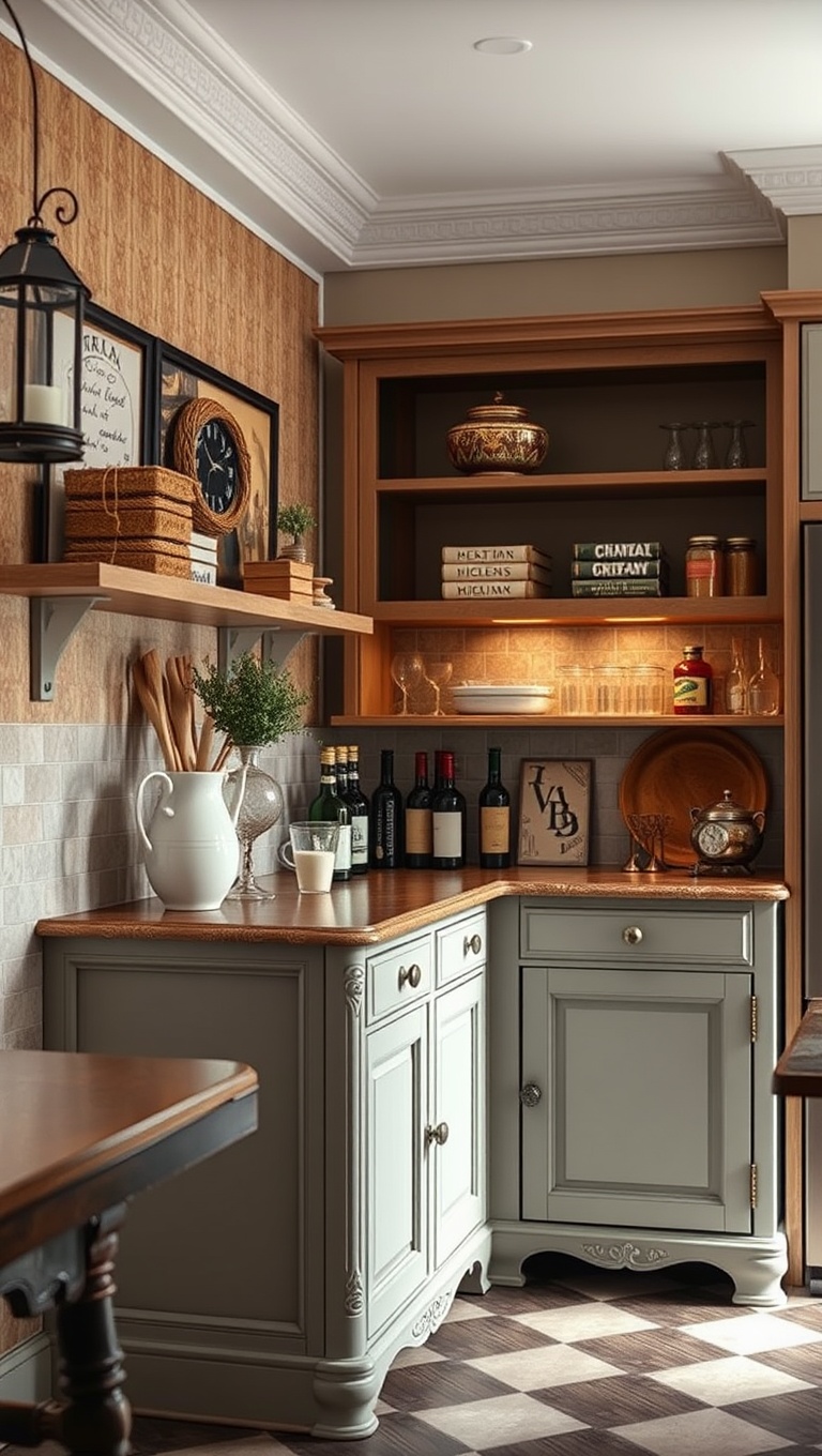 20 Charming Ways to Style Your Kitchen with an Antique Sideboard - Creative Use of Space: Sideboard as a Mini Bar