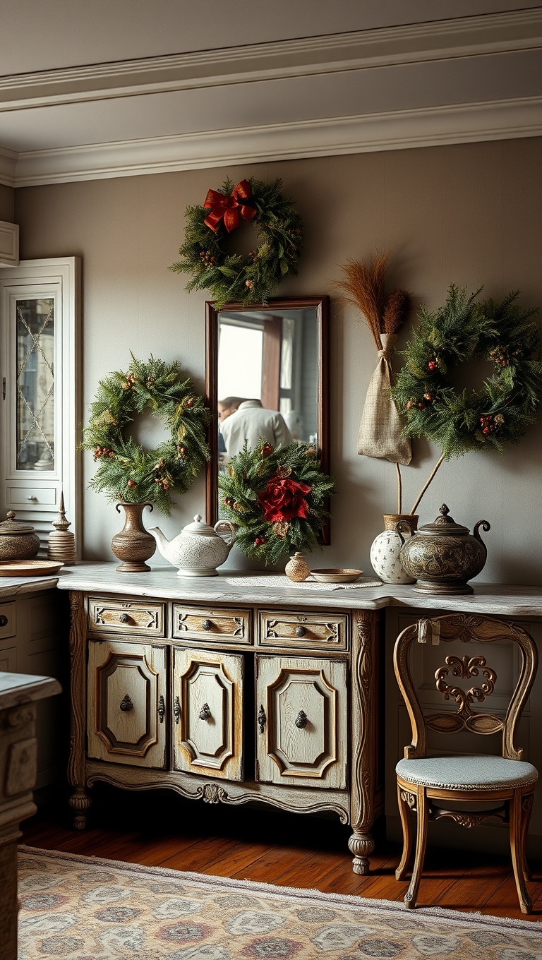 20 Charming Ways to Style Your Kitchen with an Antique Sideboard - 12. Seasonal Vibes: Decorate for the Holidays