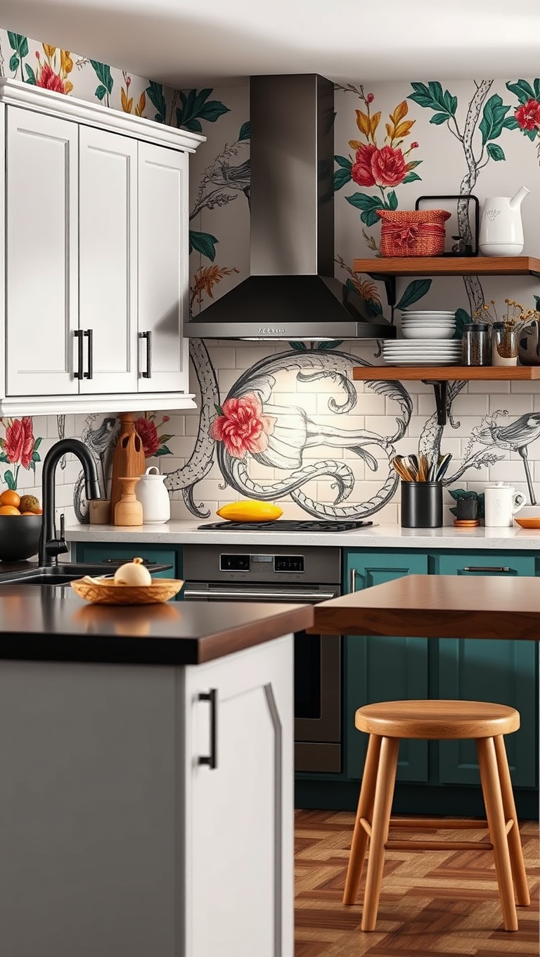 20 Bold Wallpaper Ideas to Transform Your Kitchen - Custom Murals: Personalizing Your Space