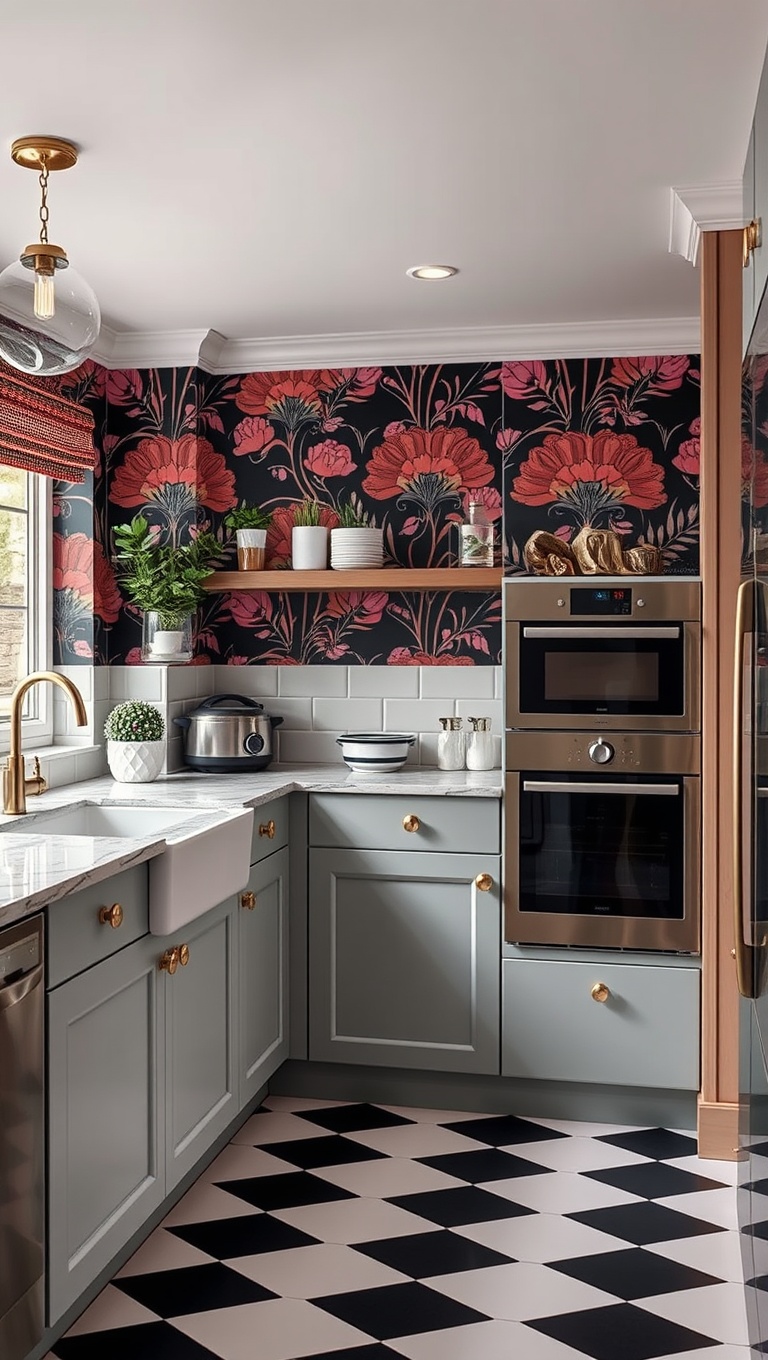 20 Bold Wallpaper Ideas to Transform Your Kitchen - Art Deco Dreams: Glamorous and Chic