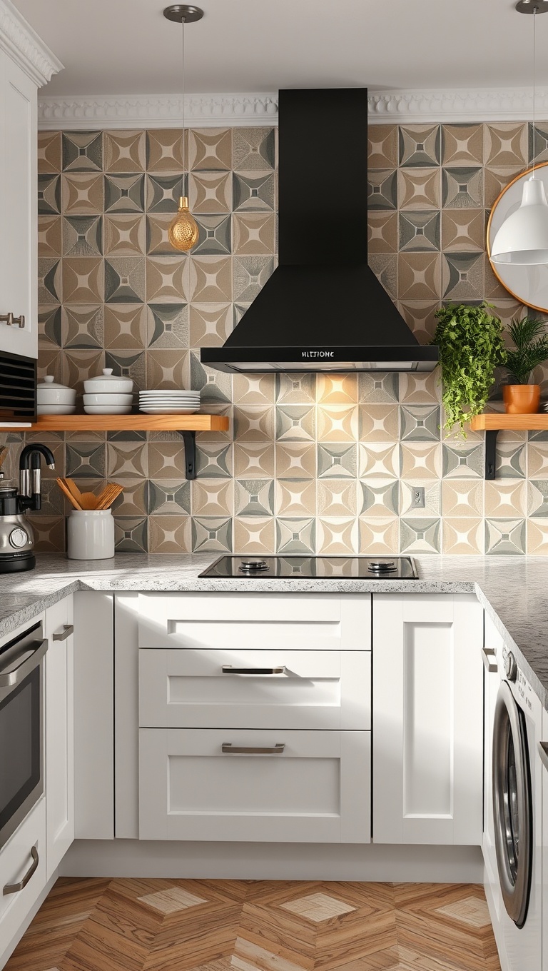 20 Bold Wallpaper Ideas to Transform Your Kitchen - Geometric Glory: A Modern Twist