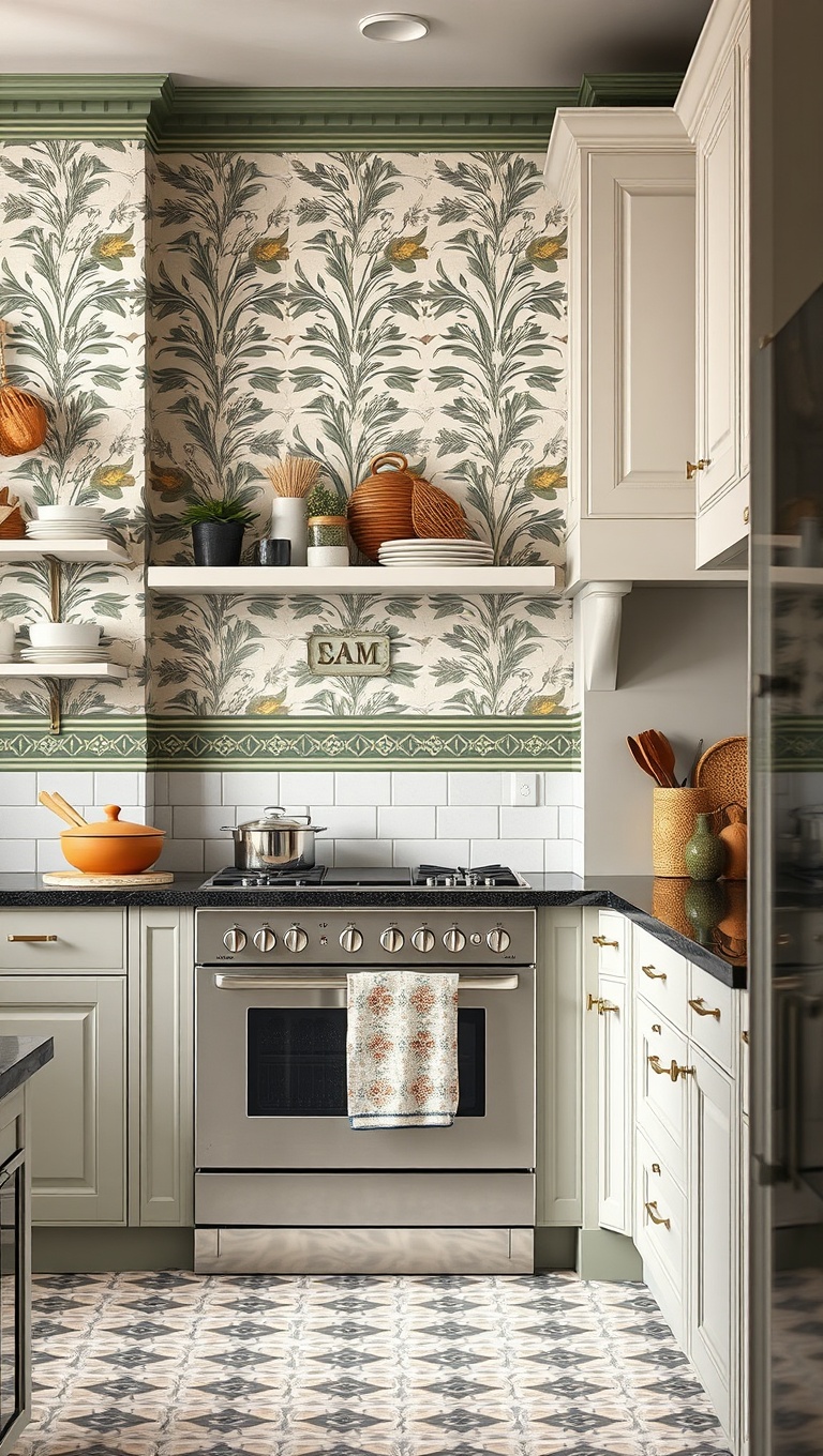 20 Bold Wallpaper Ideas to Transform Your Kitchen - Wallpaper Borders: A Subtle Statement