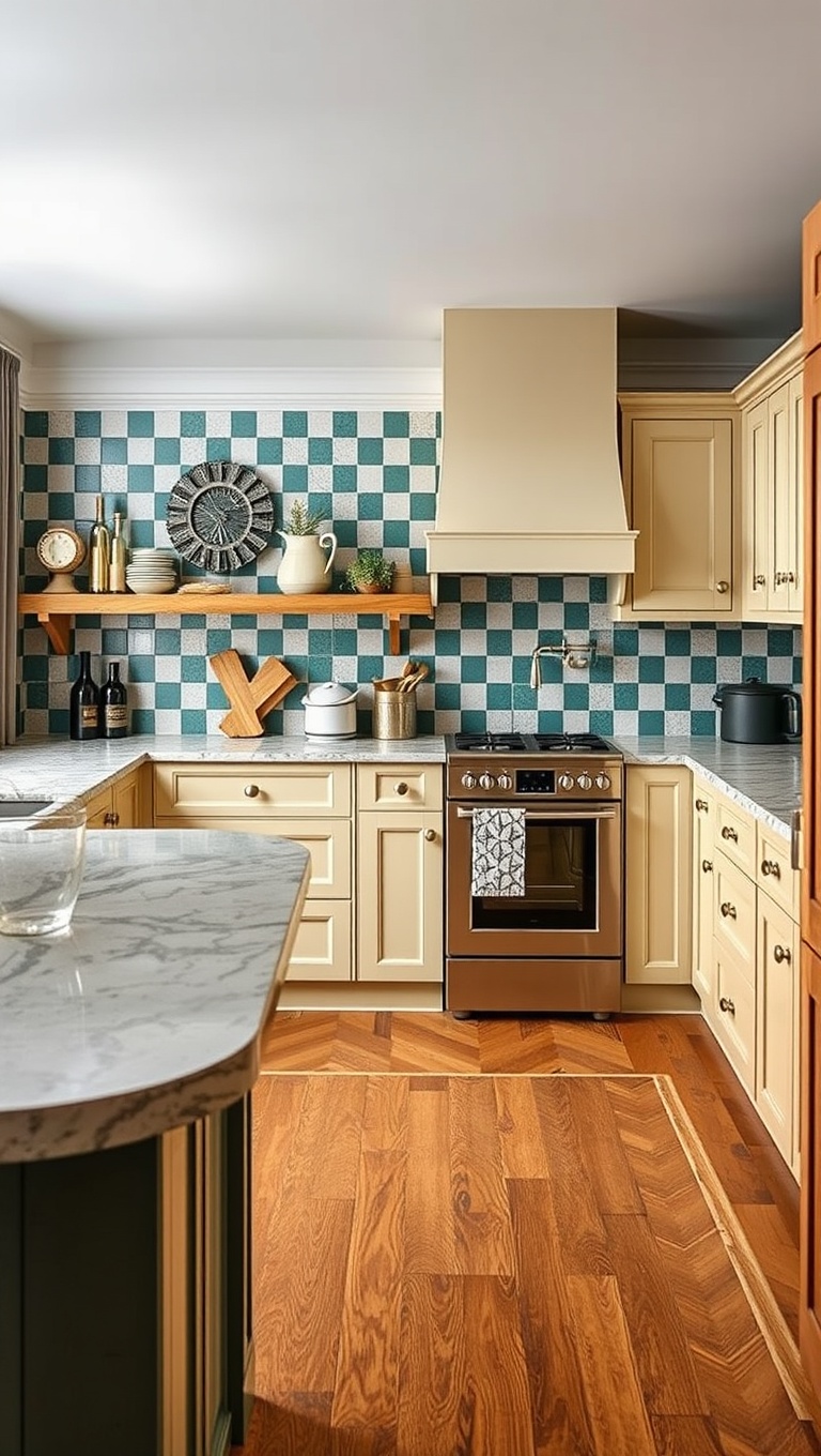 20 Bold Wallpaper Ideas to Transform Your Kitchen - Classic Checks: Timeless Patterns with Flair
