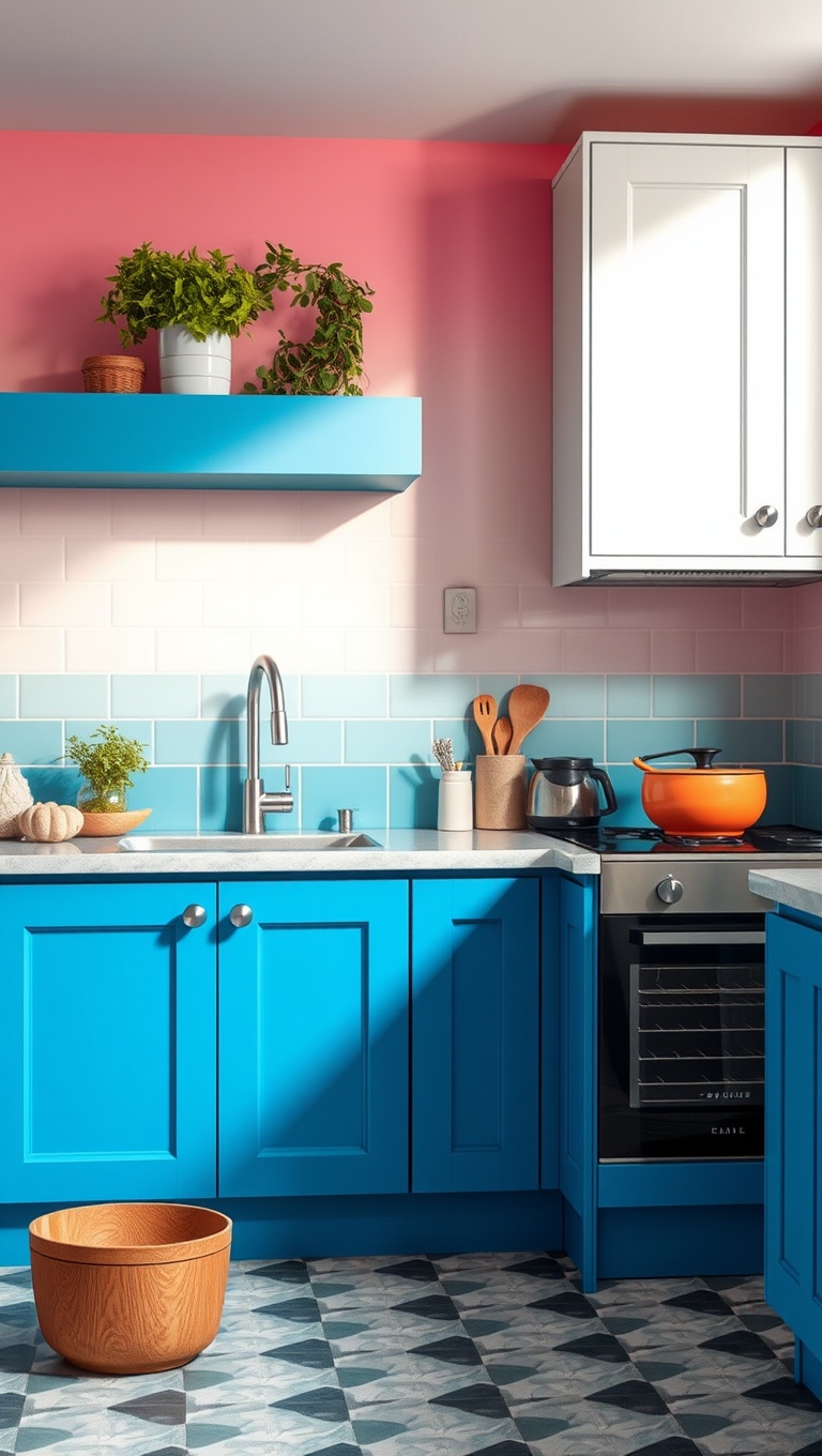 20 Bold Wallpaper Ideas to Transform Your Kitchen - Bright Ombre: A Gradient of Color
