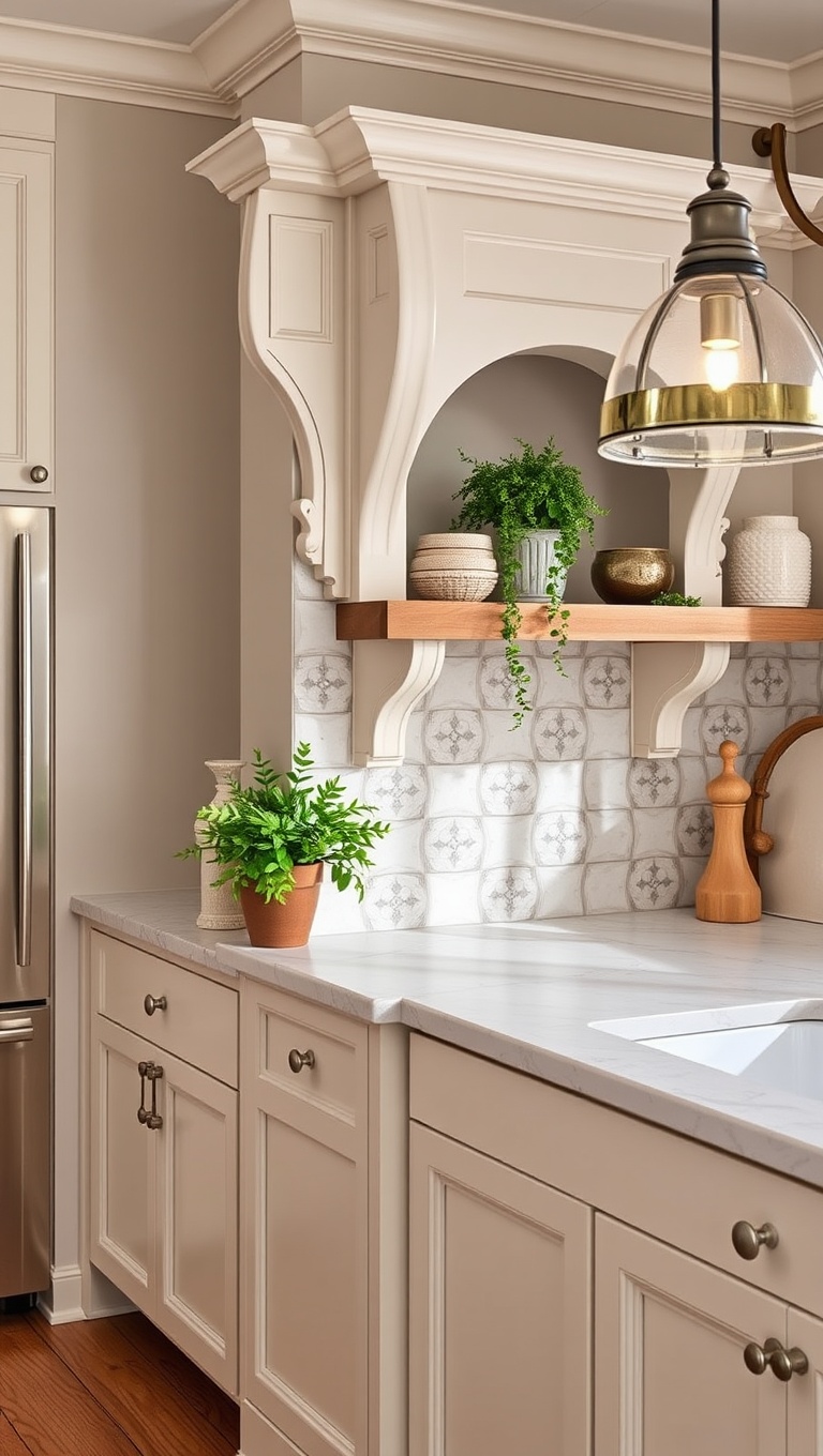 20 Stunning Kitchen Ideas Featuring Decorative Corbels - 5. Corbels as Shelving Supports: Dual Purpose Delight