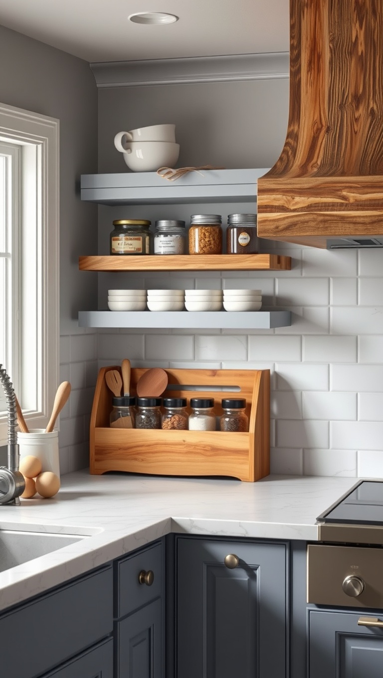 20 Stunning Ideas to Transform Your Kitchen with Reclaimed Wood Accents - 14. Delightful Reclaimed Wood Spice Rack