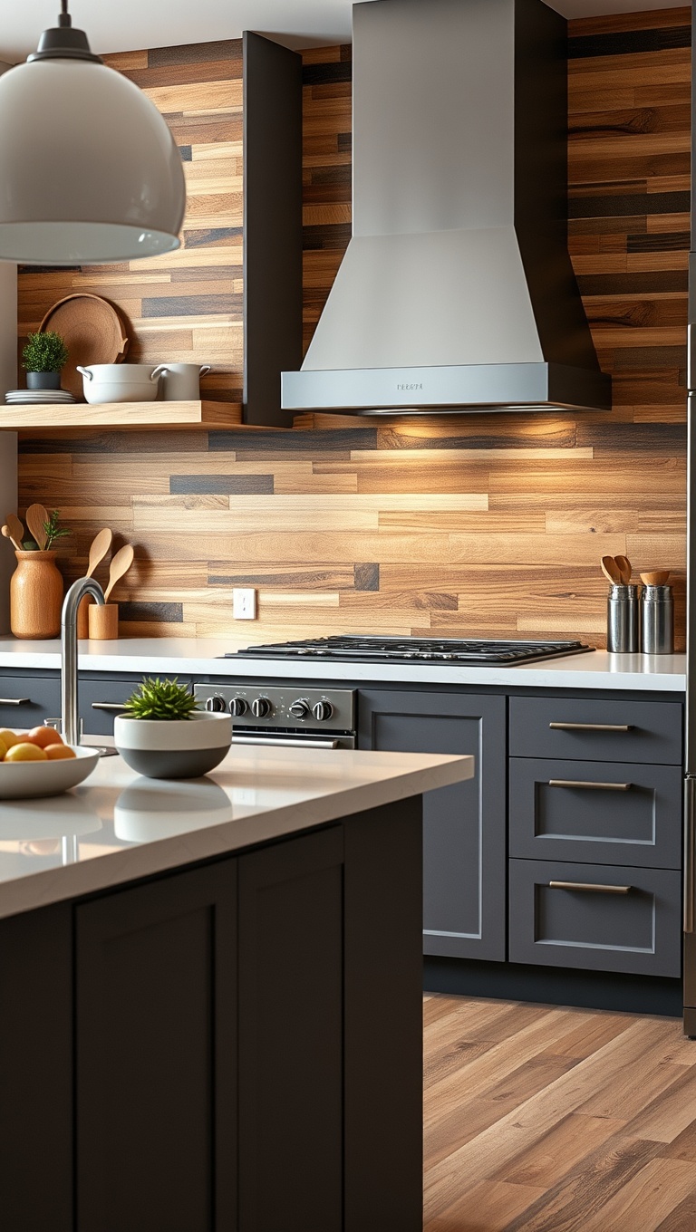 20 Stunning Ideas to Transform Your Kitchen with Reclaimed Wood Accents - 5. Unique Reclaimed Wood Backsplash
