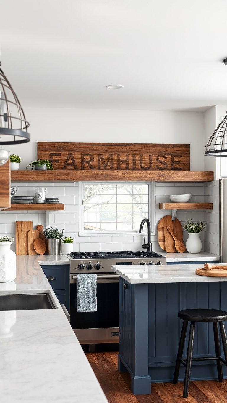 20 Stunning Ideas to Transform Your Kitchen with Reclaimed Wood Accents - 20. Farmhouse Style Reclaimed Wood Signage