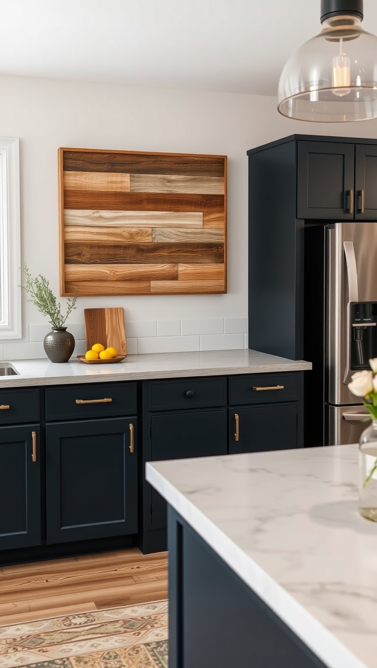 20 Stunning Ideas to Transform Your Kitchen with Reclaimed Wood Accents - 7. Eye-Catching Reclaimed Wood Wall Art