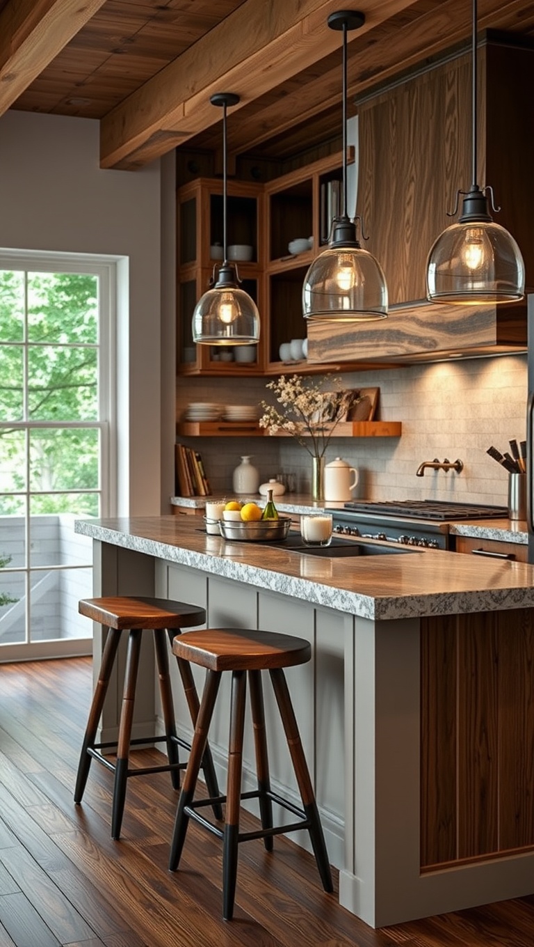 20 Stunning Ideas to Transform Your Kitchen with Reclaimed Wood Accents - 8. Stylish Reclaimed Wood Bar Stools