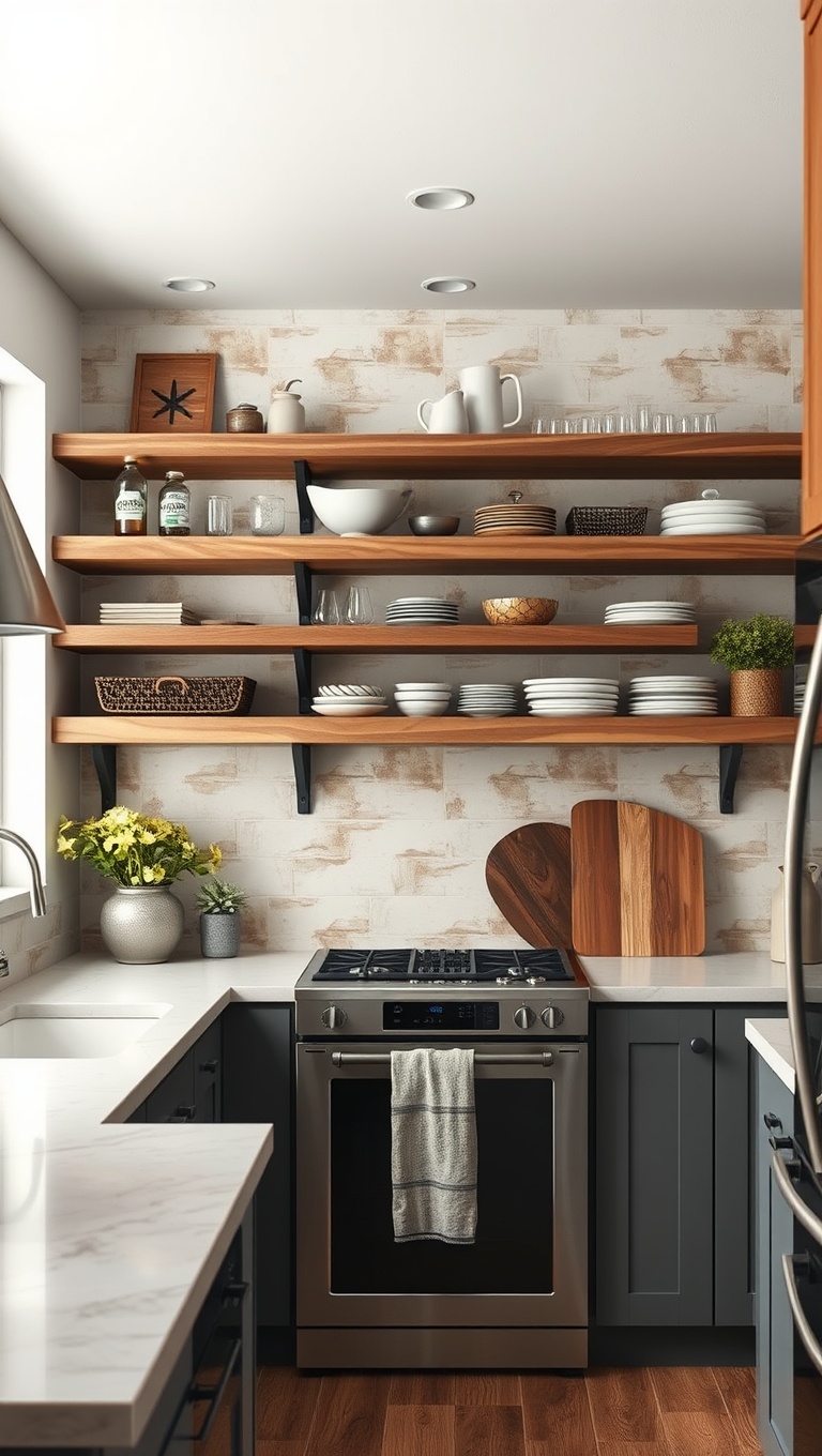20 Stunning Ideas to Transform Your Kitchen with Reclaimed Wood Accents - Chic Reclaimed Wood Open Shelving