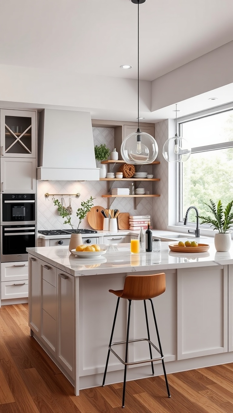 20 Stunning Ideas for Your Kitchen with a Breakfast Bar Island - 17. Chic Accessories: Decorate Your Bar Top